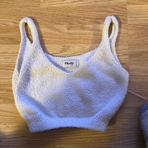 Women's Cream Textured Crop Top